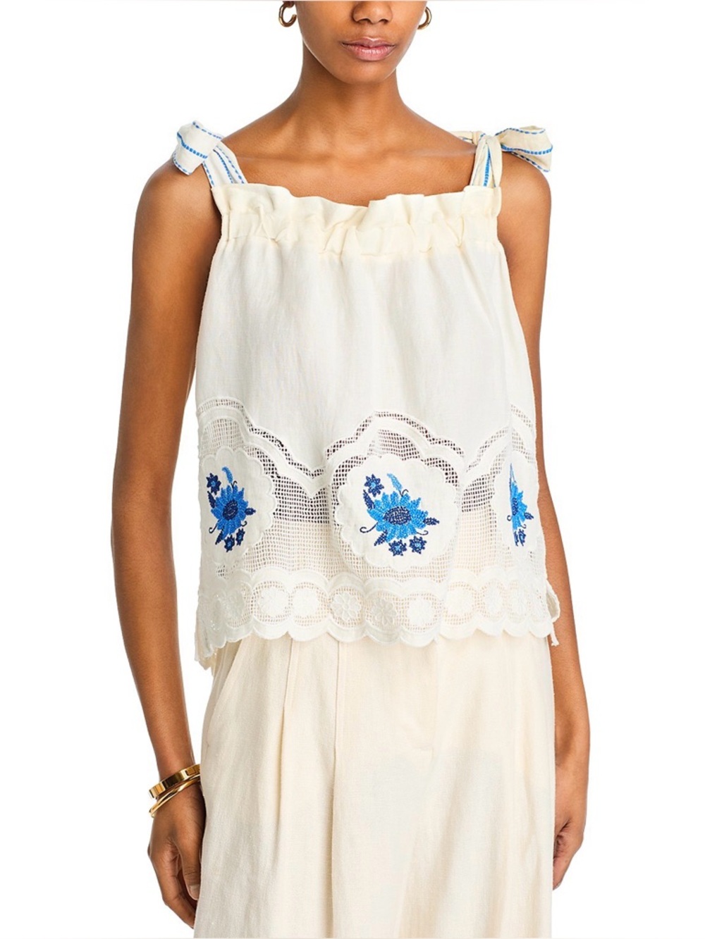 Farm Rio White Daisy Embroidery Blouse Size XL
